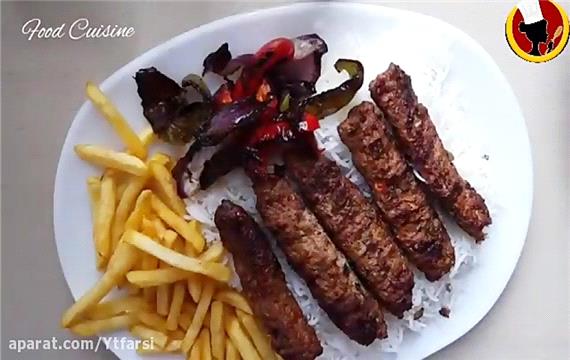 چلو کباب کوبیده تابه ای