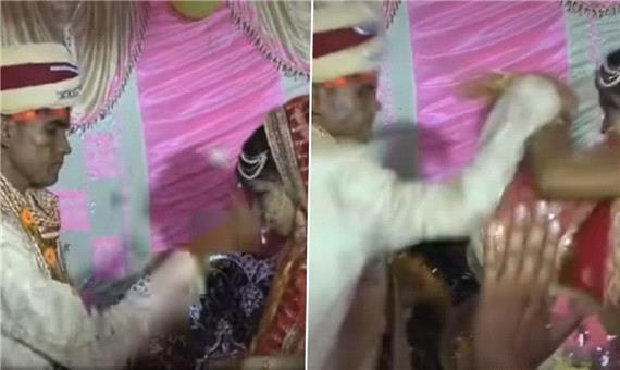 حمله ور شدن داماد به عروس در وسط جشن عروسی!