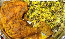 لوبیا پلو شیرازی با مرغ زعفرونی