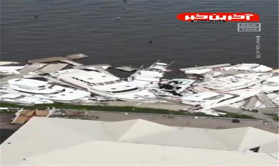 تپه قایق‌های تفریحی لوکس؛ خسارت میلیاردی در پی طوفان فلوریدا