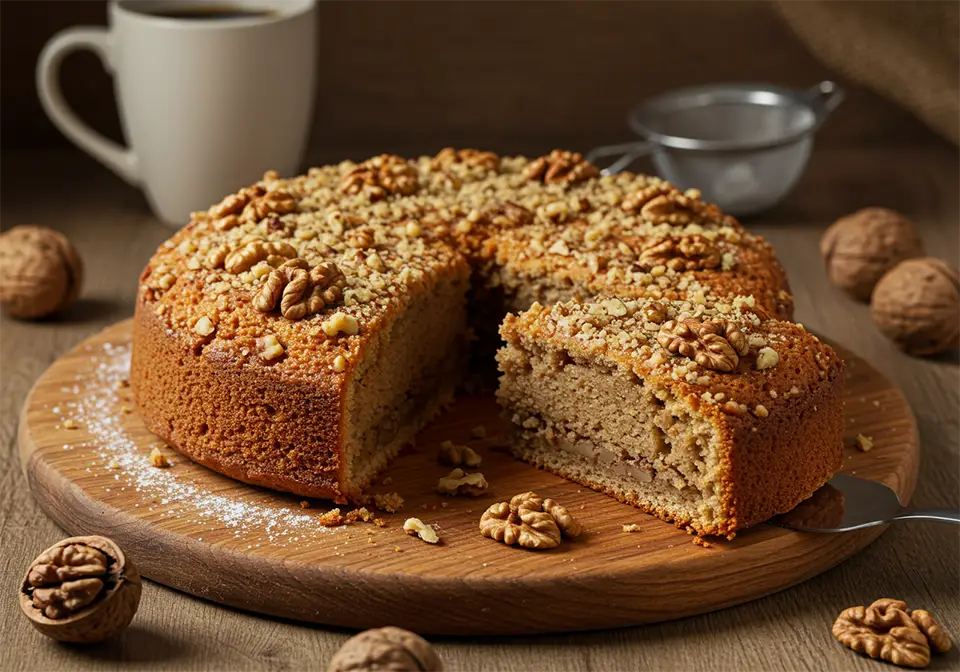 کیک گردویی و خانگی برای عصر پاییزی