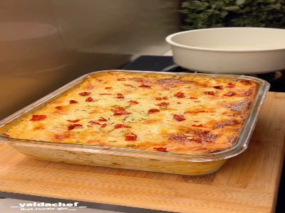 لازانیا مرغ با سس آلفردو، یک ترکیب بهشتی که دلتو می‌بره!