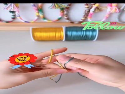 فقط با دو تا نخ و انگشتهات می‌تونی این بافت جالب رو درست کنی